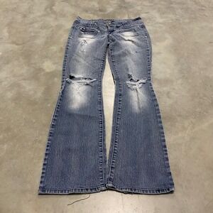 LEI Ashley Lowrise Bootcut Jeans Distressed Wash Womens Size 9